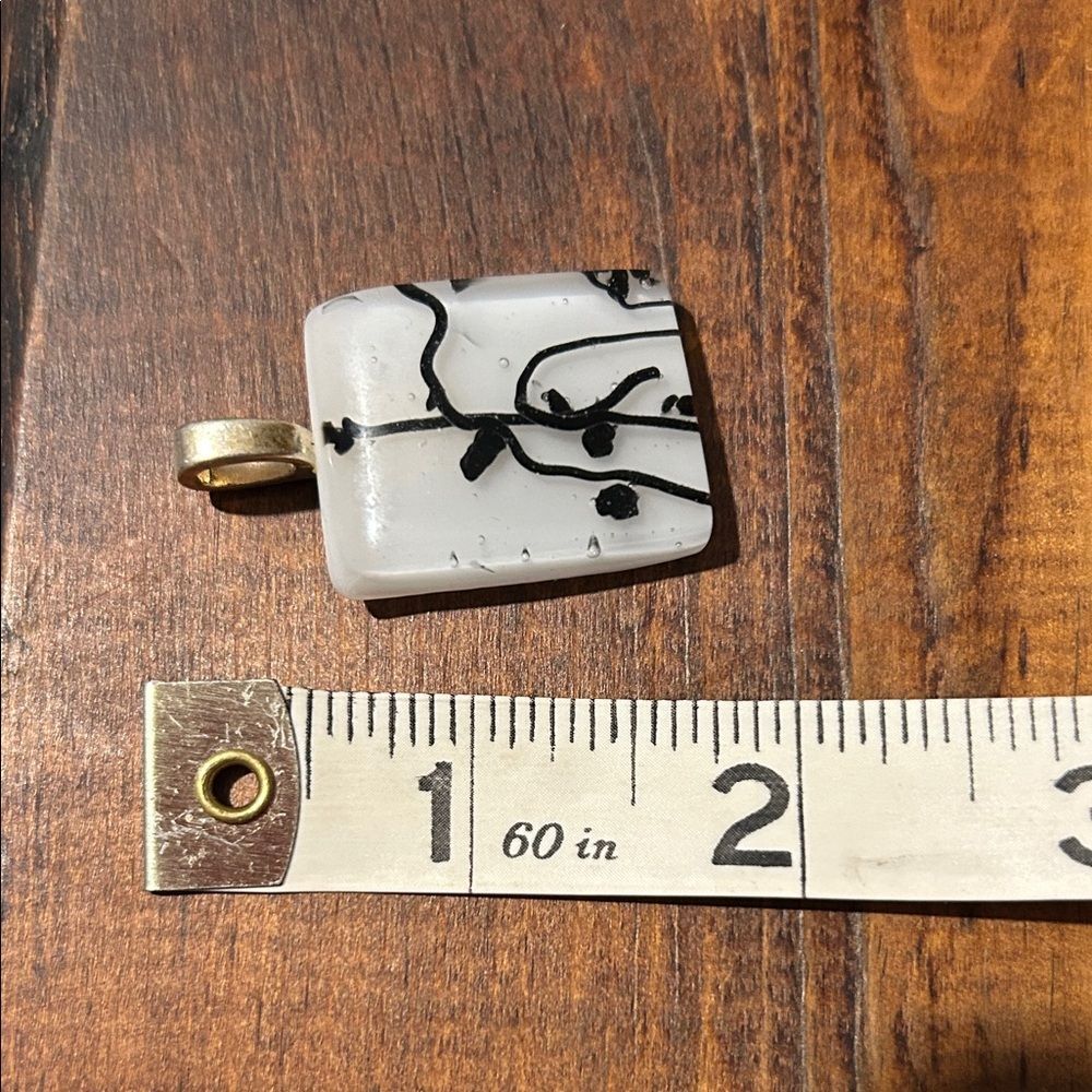 Abstract Black and White Glass Pendant Vintage Bohemian Y2K Chunky Art - Picture 3 of 5